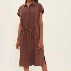 Frank and Oak Linen Commuter Dress in Chestnut